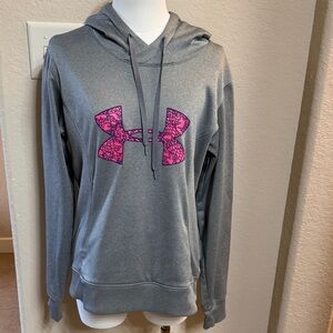 UNDER ARMOUR Women's Coldgear Storm Hoodie Gray / Pink semi fitted Pullover M
